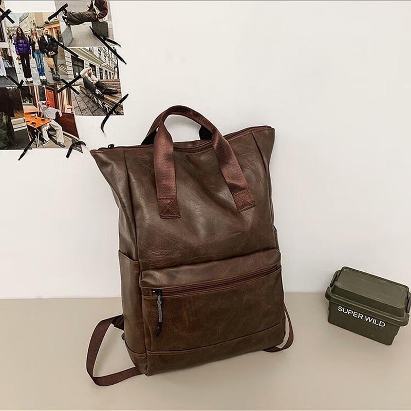 Li Shen Unisex PU Leather Laptop Backpack