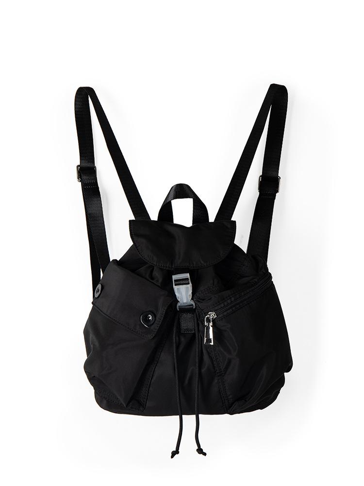 Leisure Multi Pocket Backpack Women s Bag Simple and Versatile Texture Backpack Drawstring Commuter Backpack чёрный