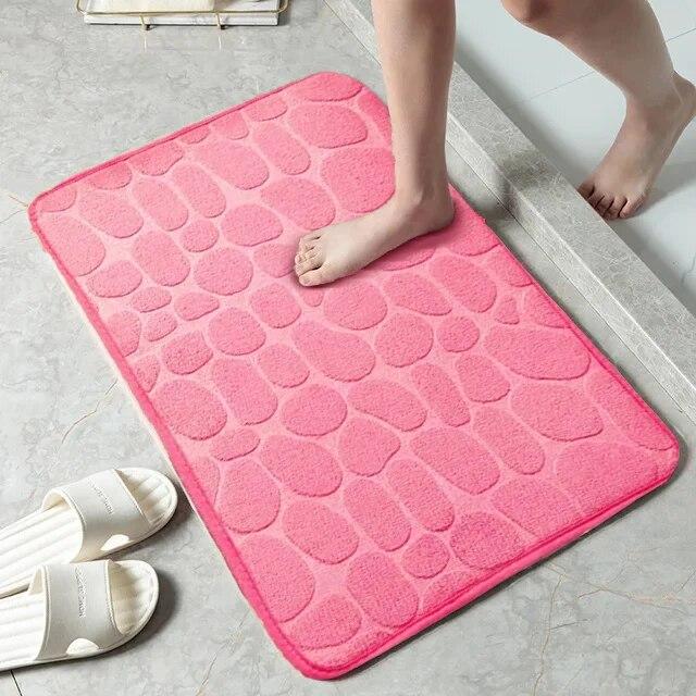Bathroom Mat Non Slip Carpets Cobblestone Embossed Bathroom Bath In Wash Basin Bathtub Side Floor Rug Shower Room Doormat Memory