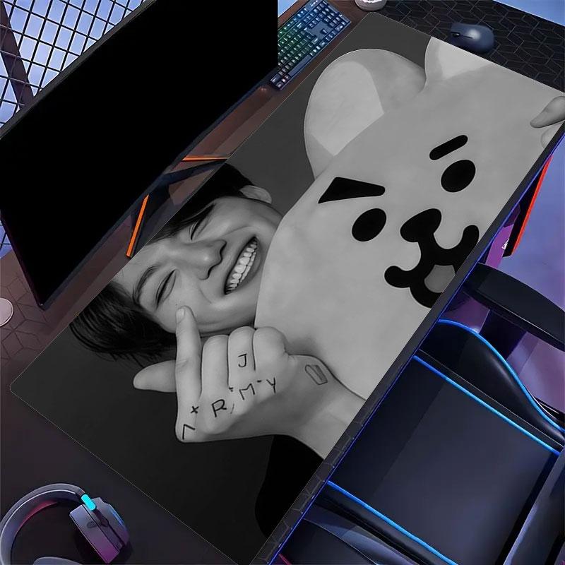 Cute Jungkook Mouse Pad, Large Gaming Desk Mat, Non-slip XXL Mousepad for Laptop & Tablet, Mini PC Playmat with Stitched Edges