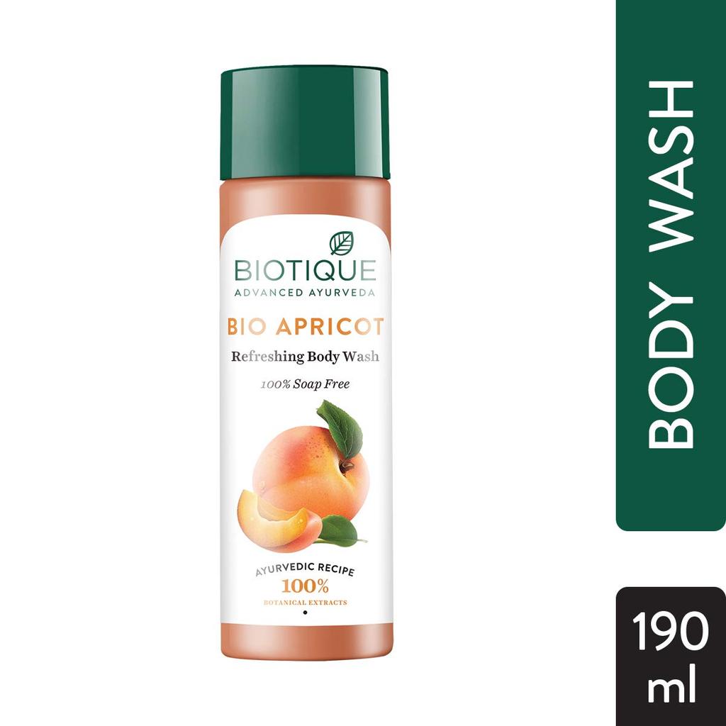 Biotique Bio Apricot Refreshing Body Wash, 190Ml & Bio Papaya Revitalizing Tan-Removal Scrub, 100 G