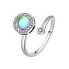 Adjustable Open Engagement Ring for Women Rhinestone Fidget Spinner Anti-Anxiety Relaxing Luxury Female Ring Accessories