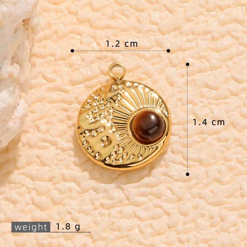 Stainless Steel Oval Star Tiger Eye Stone Pendant Jewelry