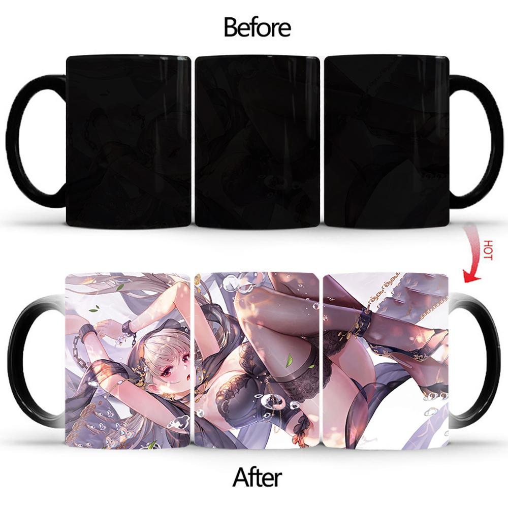 Sexy Black Lace Magic Mug BSKT-165 Cups and Mugs Ceramic Cup Color Change Mugs Discoloration Coffee Mug Anime Personalized Gifts