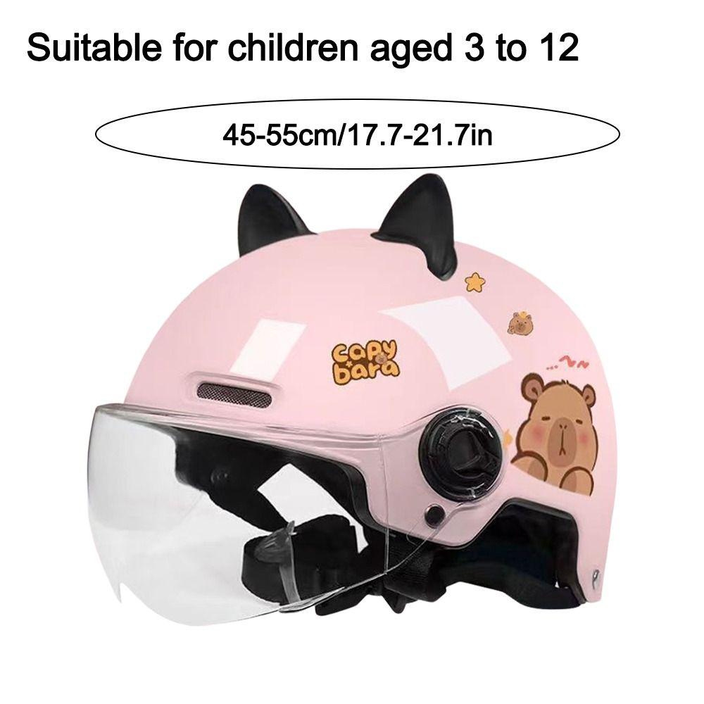 Capybara Sticker Electric Bicycle Helmet Breathable Sunscreen Cycling Helmet Safety with 3D Cat Ears Motorcycle Headgear for