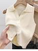Ice Silk Knit Bolero: Slim-Fit Polo Collar Camisole for Summer and Early Autumn