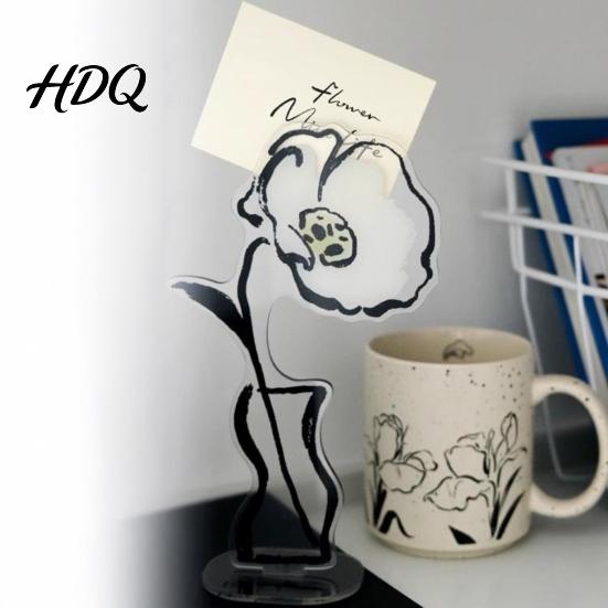 Invisible Clip Slot Holder Desk Memo Holder Acrylic Flower Vase Photo Display