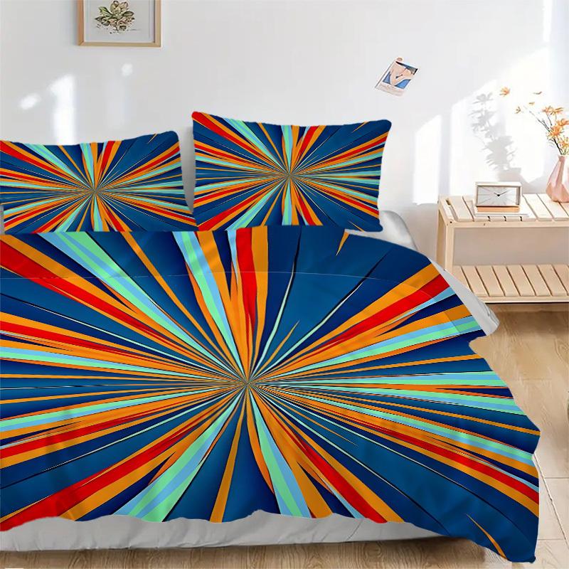 Juego de Fundas de Colcha de Colores Radiantes de 3 Piezas - 1 Funda de Edredón + 2 Fundas de Almohada, Decoración de Dormitorio para Todas las Estaciones, Perfecto para el Hogar038