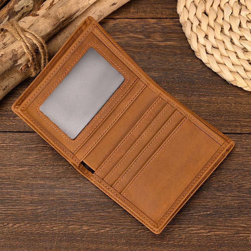 Good Leather Short Wallet Men Male Small Crazy Horse Leather Vintage Purse Slim Wallets Wholesale Bifold Wallets Drop shipping