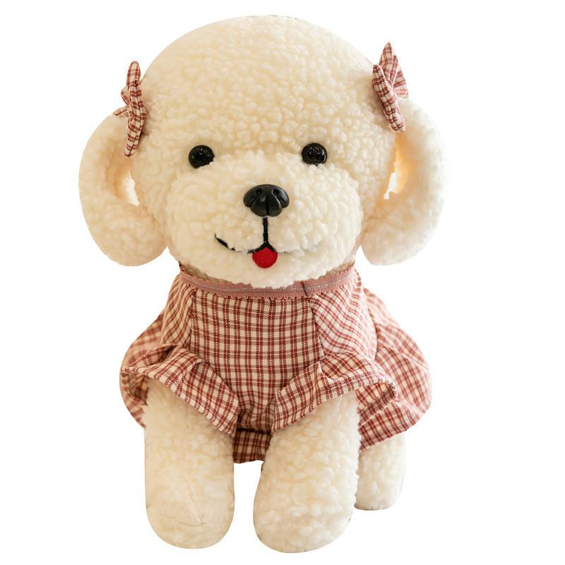 Adorable Dog Teddy With Dress Plush Toy Animal Stuffed Doll Kids Decoration Gift