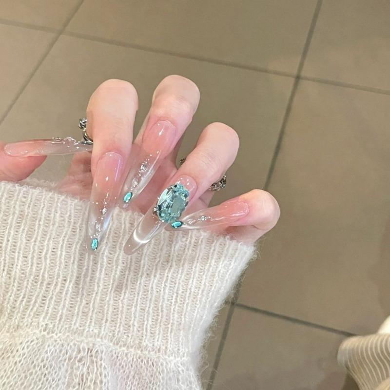 Cat's Eye Wearing Nail Pure Hand-made Nail Piece Fake Nail Wearing Nail Piece Advanced Sense Thin Dog Long