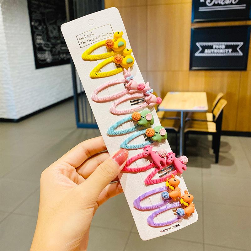 

10 шт. Милые мультяшные заколки для волос в виде животных и фруктов для девочек, Сладкие разноцветные заколки-клипсы, Заколки-бабочки, Повязка на голову для детей, Детские аксессуары для волос