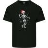 A Christmas Skeleton Wearing a Xmas Hat Skull Mens Light Cotton T-Shirt Mens Womens Tees Top