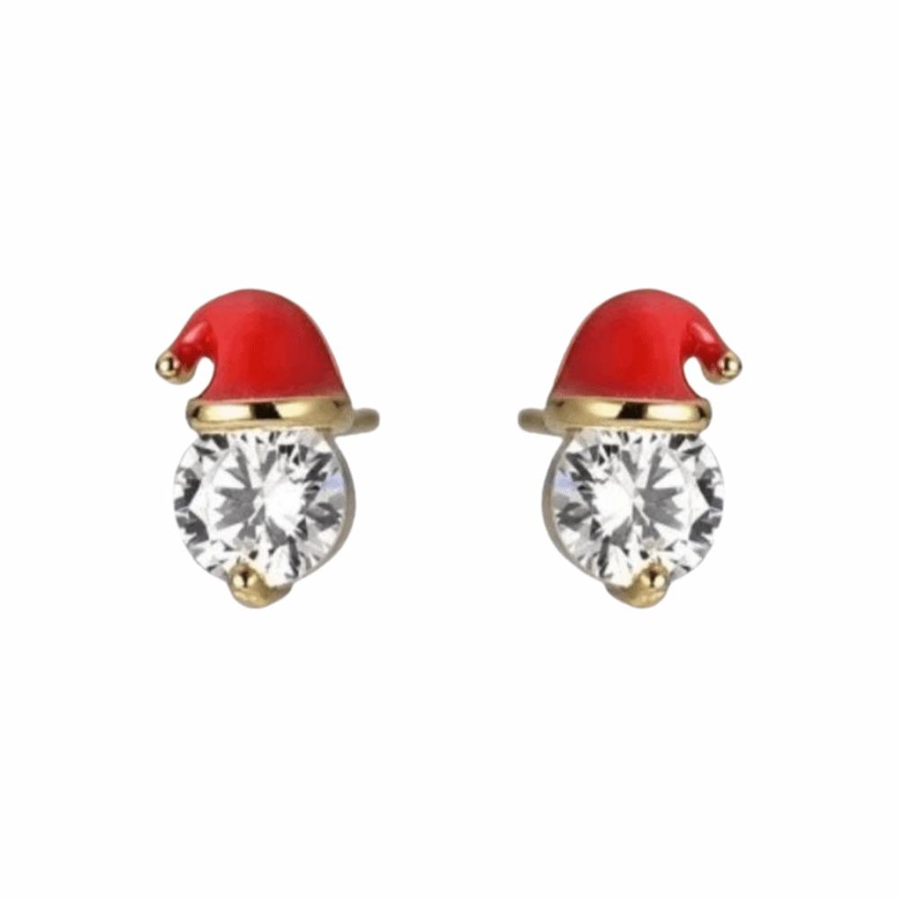 Sparkling Santa Hat Earrings Red Enamel Rhinestone Ball Earrings Christmas Stud Earrings Daily