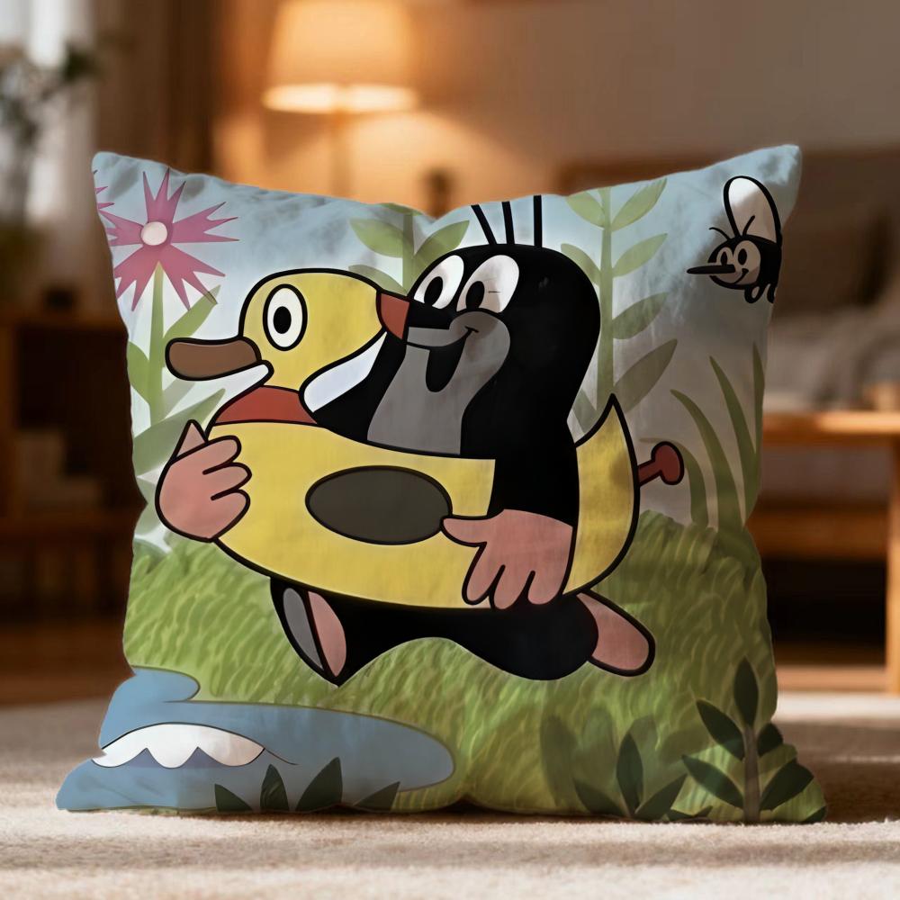 Fashion T-Tthe Little Mole Cushion Cover Soft Washable Pillow Case Multi-Scene For Couch Bed Travel Office Use