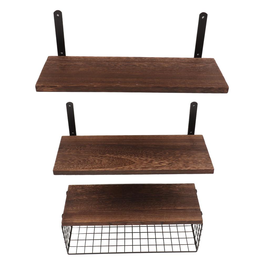 Wall Floating Shelves Candlenut Adjustable Dark Brown Wall Mounted Storage Shelves for Bathroom Bedroom Kitchen Garage