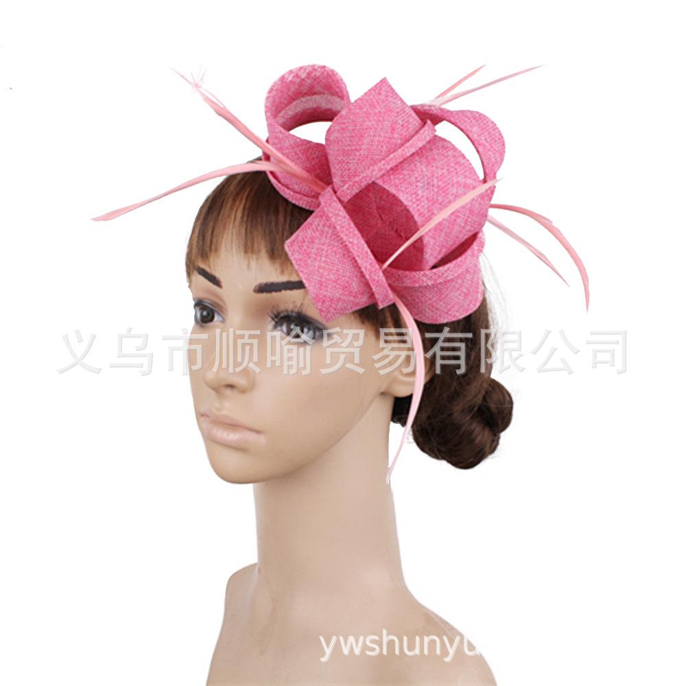 Wassermelonenrot Exquisites Schleifen-Stirnband Imitation Hanfgarn Kopfbedeckung Britische Haaraccessoires Society Ball Empfang