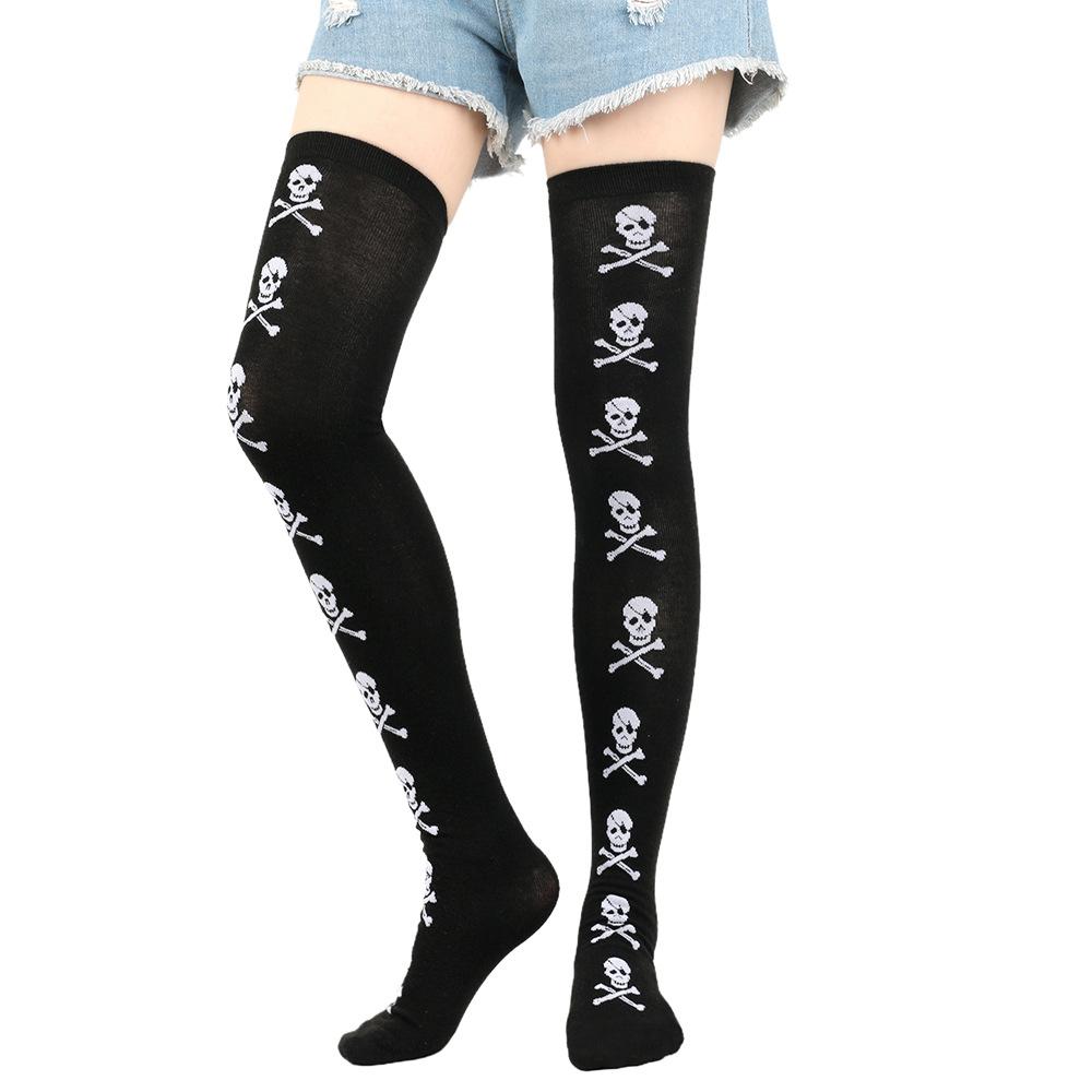 New Casual Women Socks Halloween Socks Creative Cosplay Long Socks Bone Web Men Socks Black/White Socks Couple Socks Size 37-44