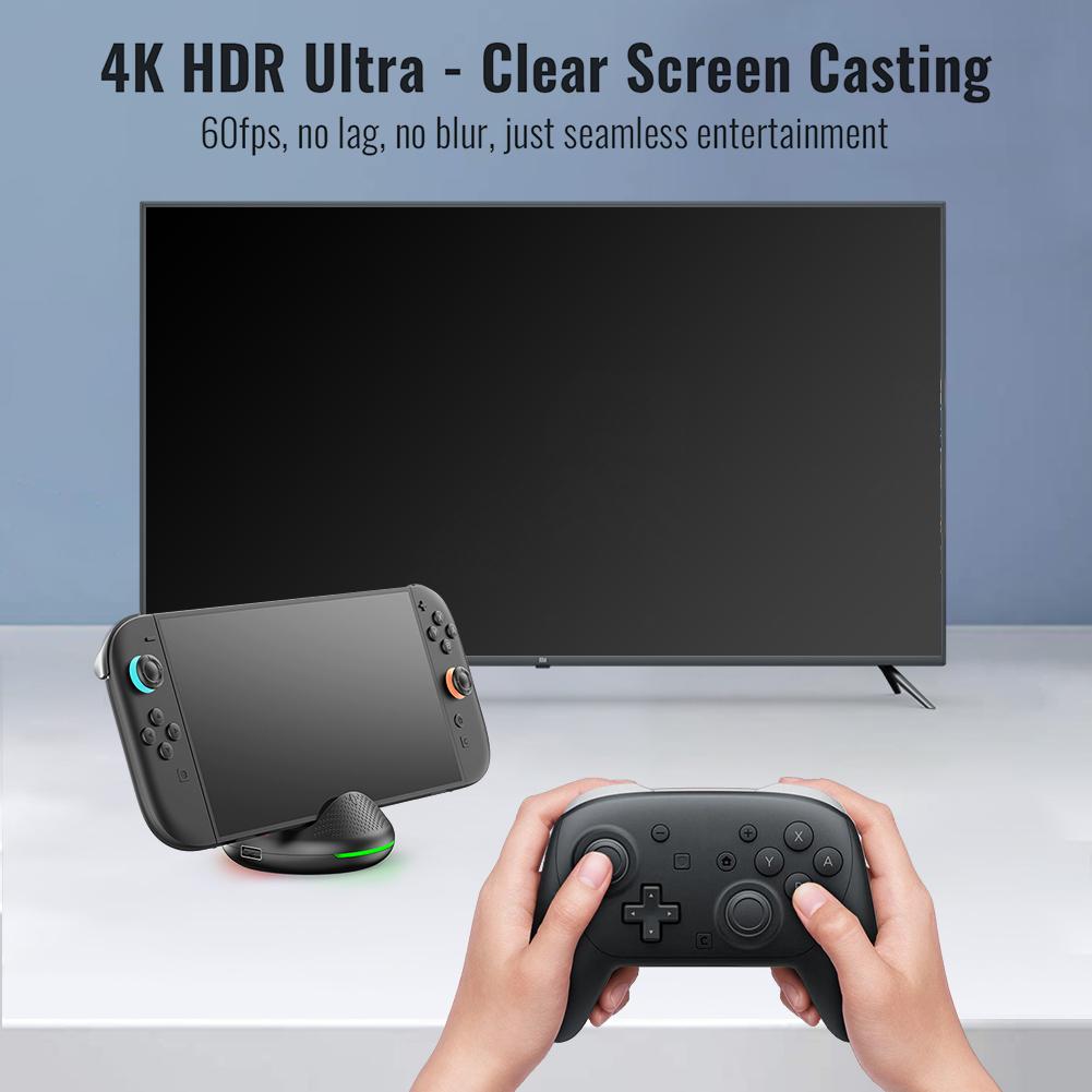Portable TV Docking Station Charging Station W/ 4K HDMI-compatible Output/Type C Port/USB Port for Nintendo Switch2