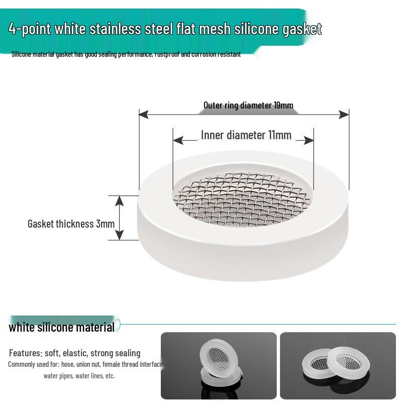 High-temp resistant rubber silicone sealing washer with flat mesh gasket for 4-point water heater and 6-point water meter shower inlet hose.