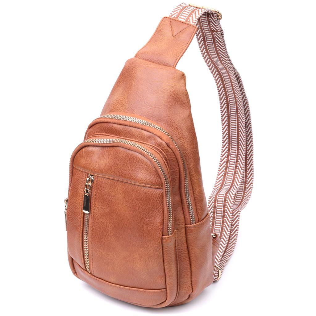 Интересная сумка-слинг для женщин из экокожи VINTAGE Bag 22749 Рыжий