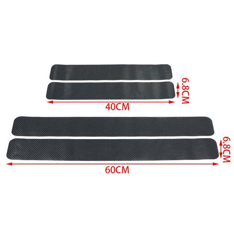 4pcs Black Car Door Sill Plate Protector 3D Carbon Fiber Look Car Sticker Sill Scuff Cover Anti Scratch Decal For All Car