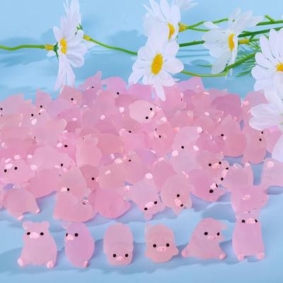 Luminous Pink Pig Decoration - Creative ABS Mini Pig Craft Set, Suitable for Home DIY Decoration and Motorcycle Decoration