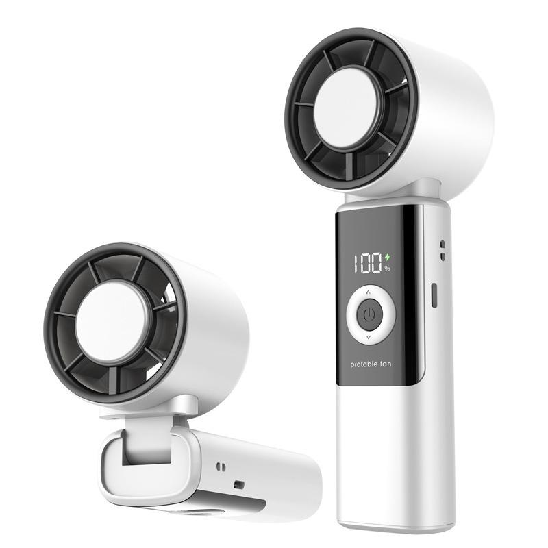 2026 USB Rechargeable Foldable Handheld Ice Cooling Fan with Simple Digital Display