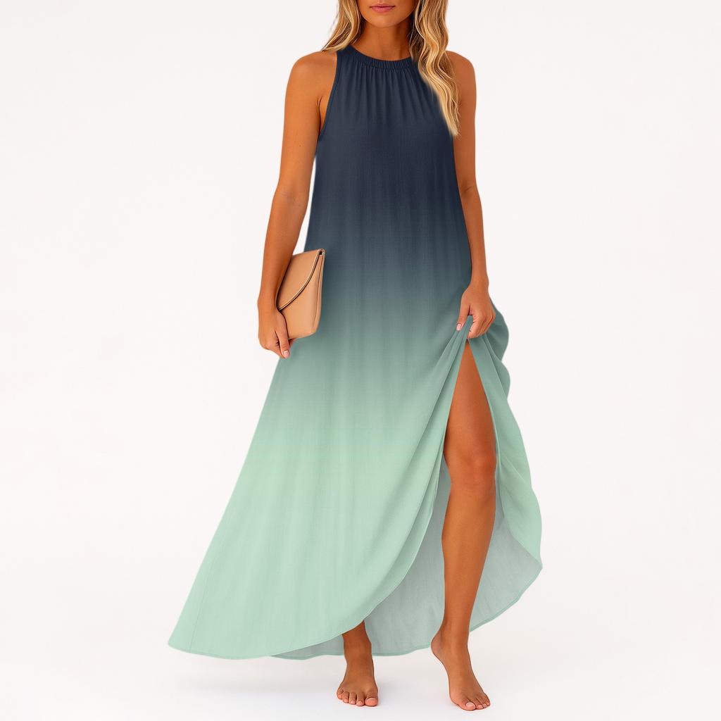 Women's Casual And Fashionable Round-neck  Sleeveless  Mid Length Dress