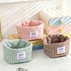Gingham Fabric Storage Basket Soft Quilted Makeup Storage Basket  Home Decor