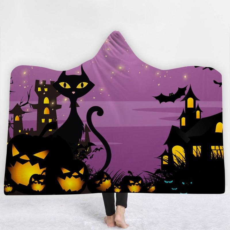 Dětská deka s kapucí Útulná pláštěnka Zimní teplá fleecová přikrývka na mazlení Školní halloweenský kostým