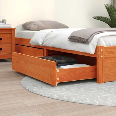 Vidaxl Under-Bed Drawers, 2 Pcs, Waxed Brown, Solid Pine Wood