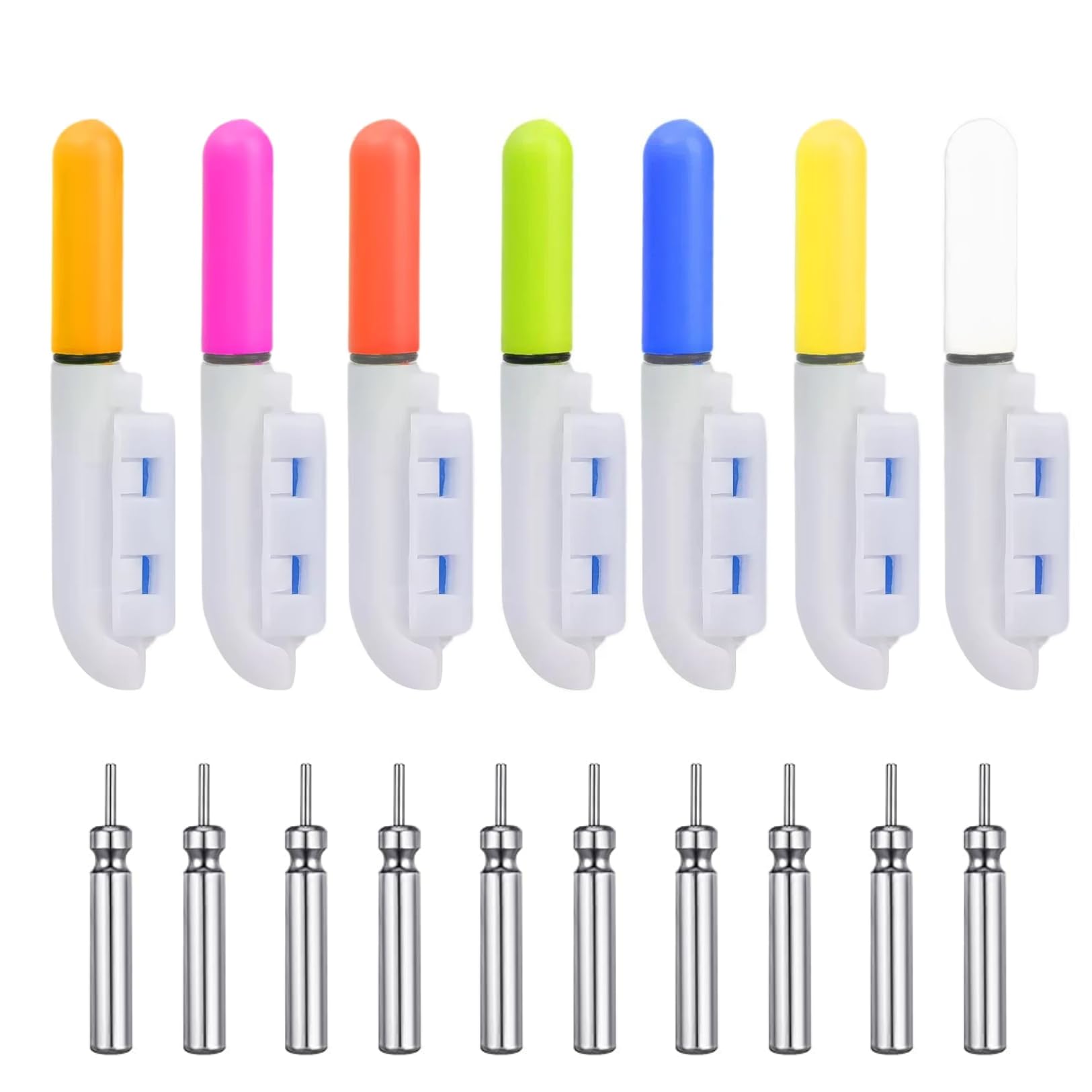 

PLEAVIT Светлячок для кончика удочки, Хемилюминесцентный, Набор из 7 цветов, Одно касание для включения света для рыбалки, Ночная рыбалка, Светодиодный, Водонепроницаемый, 10 батареек в комплекте