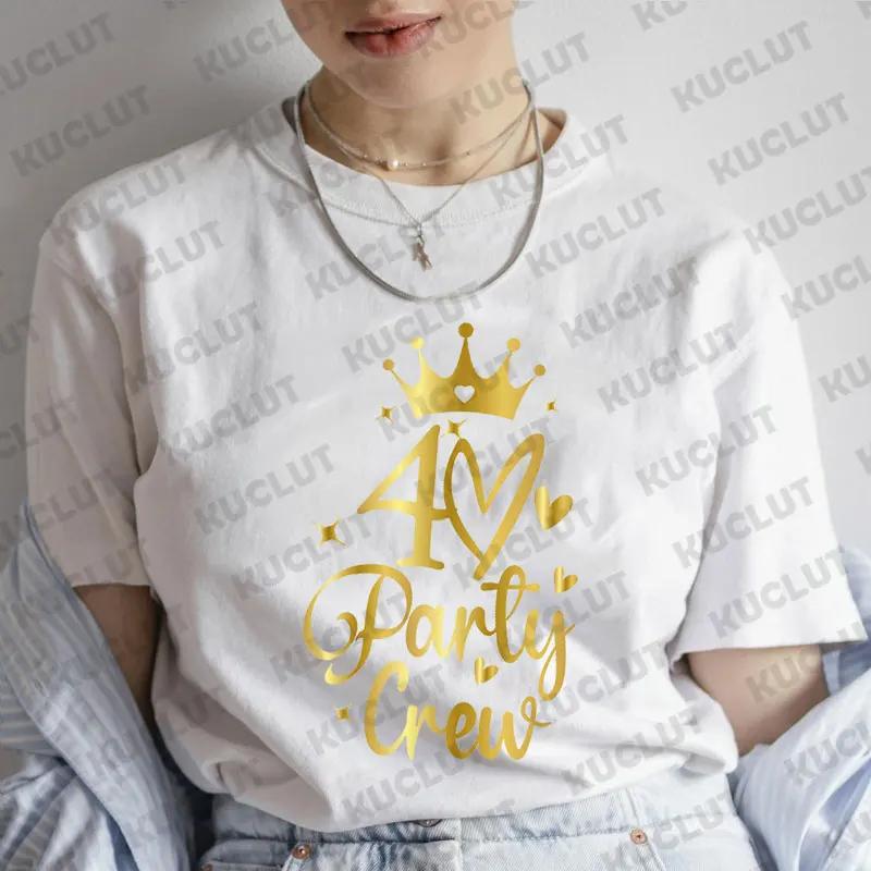 T-Shirt für Damen Kapitel 40. Geburtstag Crew Party Y2k Tops Grafik 40 Geburtstag Squad Kapitel T-Shirt Sommer Kurzarm Tees