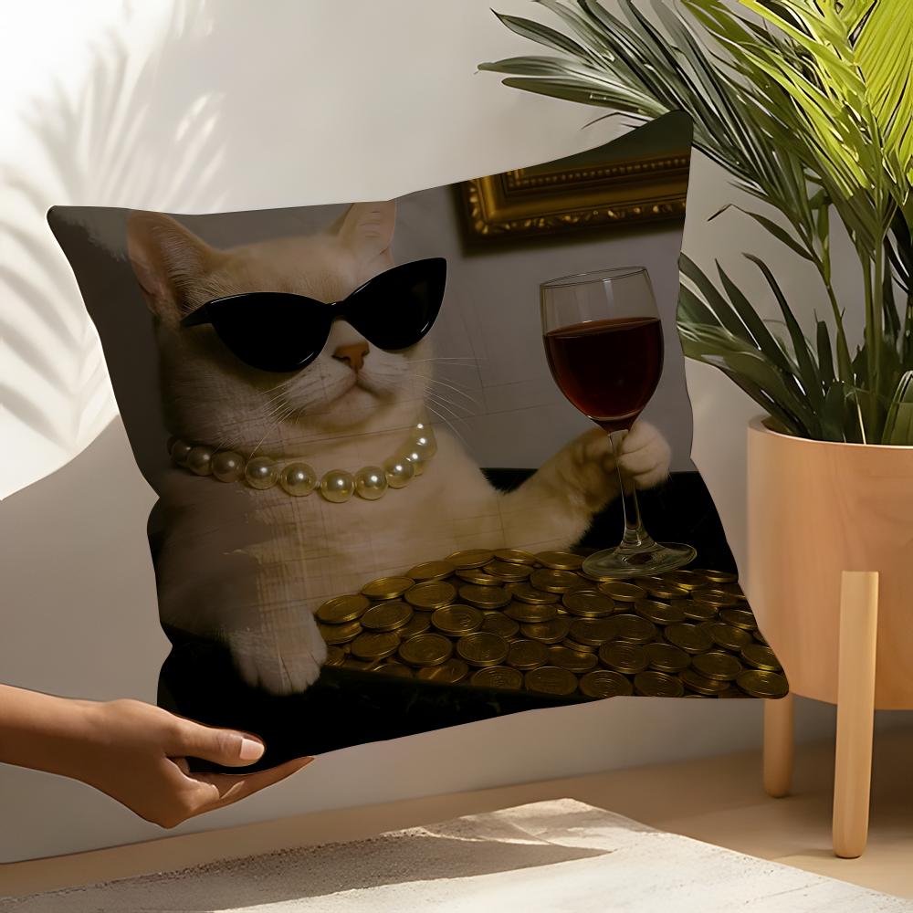 Cute funny internet meme cat Pillow Case Linen Cushion Covers For Decorative Sofa Home Pillows Case Car Chair Pillows Cases