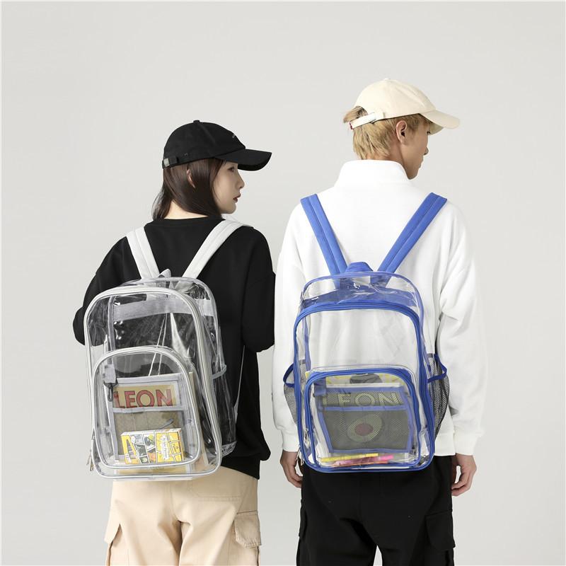 School bag PVC transparent backpack for women, 1011 large capacity backpack for men, fashionable personalized backpack, fully transparent