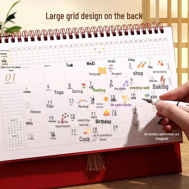 [Newcomer Exclusive] 2026 Year of the Horse 3D Dark Red Desk Calendar