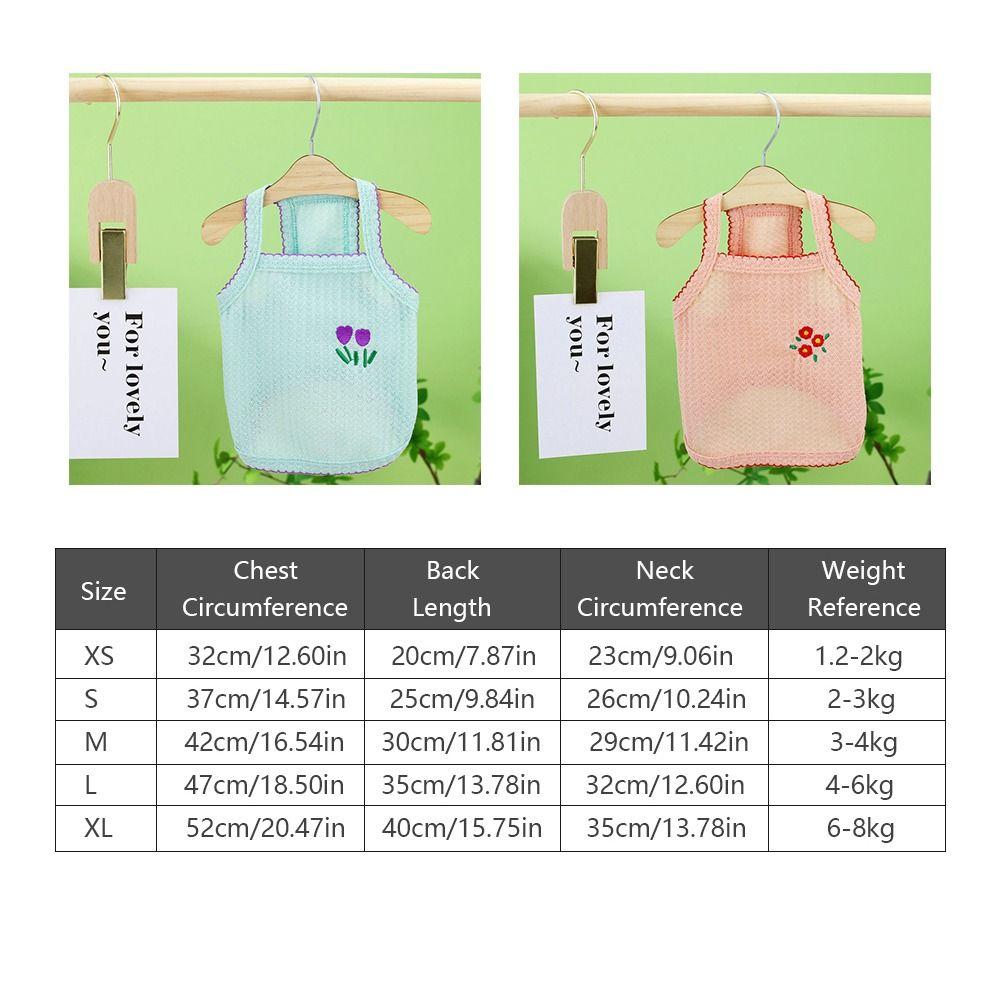 Breathable Floral Embroidery Thin Shirt XS~XL Pet Clothes Casual Dog Sling Vest  Spring/Summer