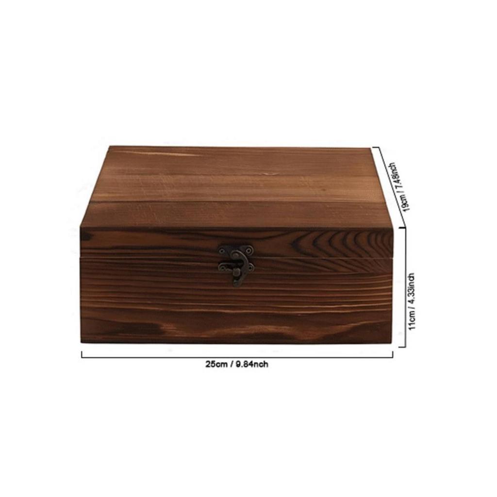 Rectangular Wooden Storage Box Compact with Front Clasp Decorative for Small Item