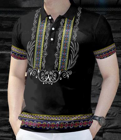 2026 Men's Polo Shirt Men's Asian Clothing, Men's Modern Filipino National Polo Shirt Version Polo Shirt