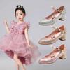 Summer children's sandals women's new student high-heeled princess shoes solid color rubber sole bag head medium and older children's girls' sandals