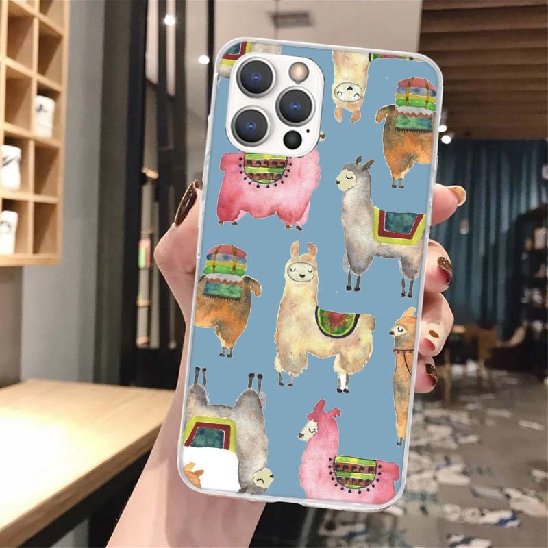 Lama Llama Alpacas Soft Phone Case For iPhone 16 15 14 13 12 11 Pro Max X XR XS 7 Plus 8 + SE 2020 Pattern Customized Cover 14 1