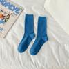 Female Summer Thin Simple Pure Color All Build Vertical Bar Wicking High Tube Cotton Socks