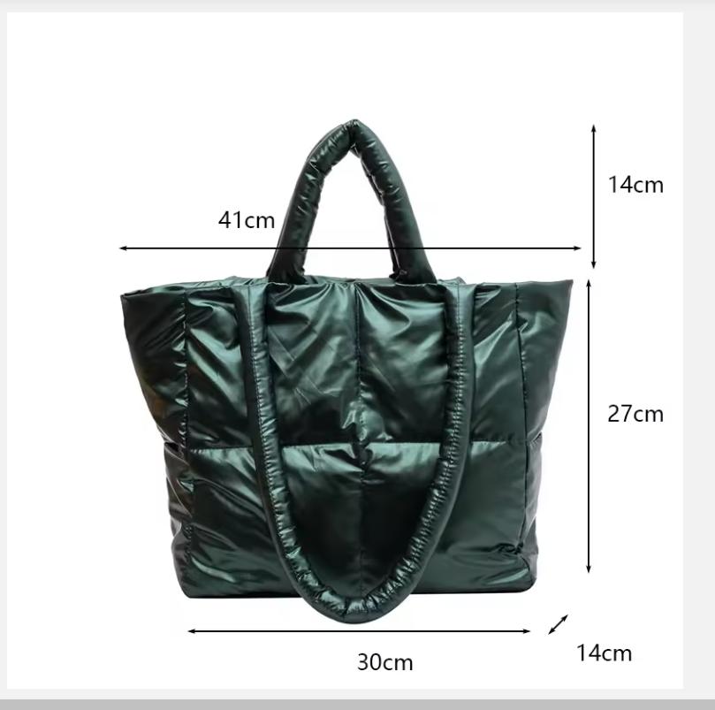 Designer Puffy Shoulder Bag Women Quilted Space Down Feather Padded Cotton Handbag Winter Large Capacity Warm Shopping Purse