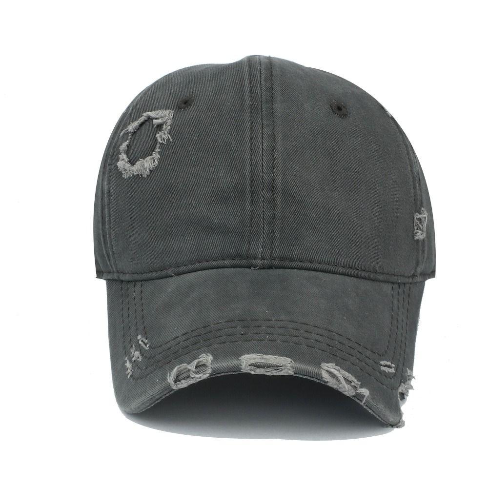 Ripped Brim Hole Baseball Cap Visor Sunscreen Hats Vintage Streetwear Sun Hat For Man Women Unisex