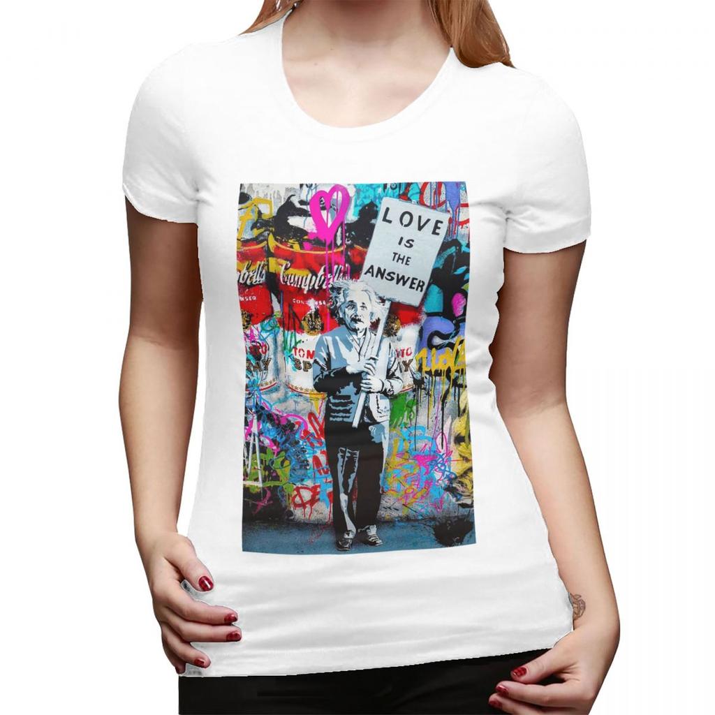 Banksy Love Is The Answer Almofada03 Camiseta para Mulheres Gola Redonda Streetwear Camisetas Femininas Camisetas Curtas Roupas de Verão Tops
