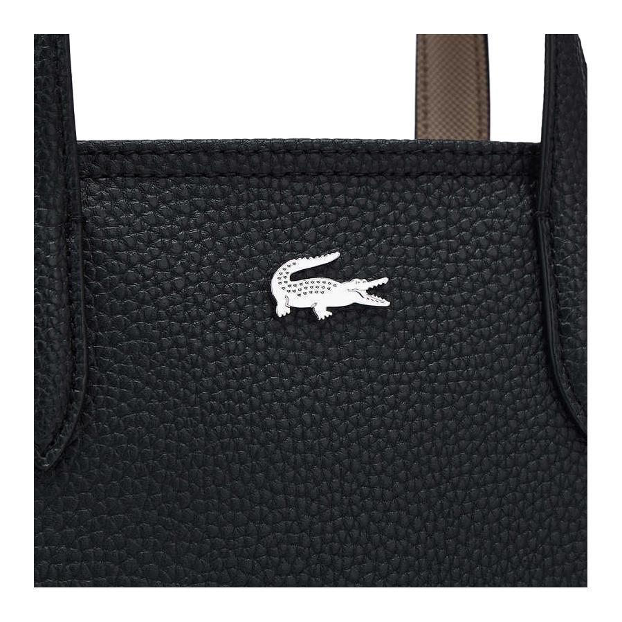 Lacoste Classic Crocodile Logo Tote Bag Women Tote Bag Black Beige NF4929AA-A91