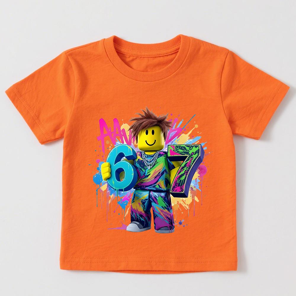 Magliette per Bambini Stampa Gioco Cartone Animato 67 Moda Estiva Manica Corta Casual Girocollo Top per Ragazzi e Ragazze Magliette Top