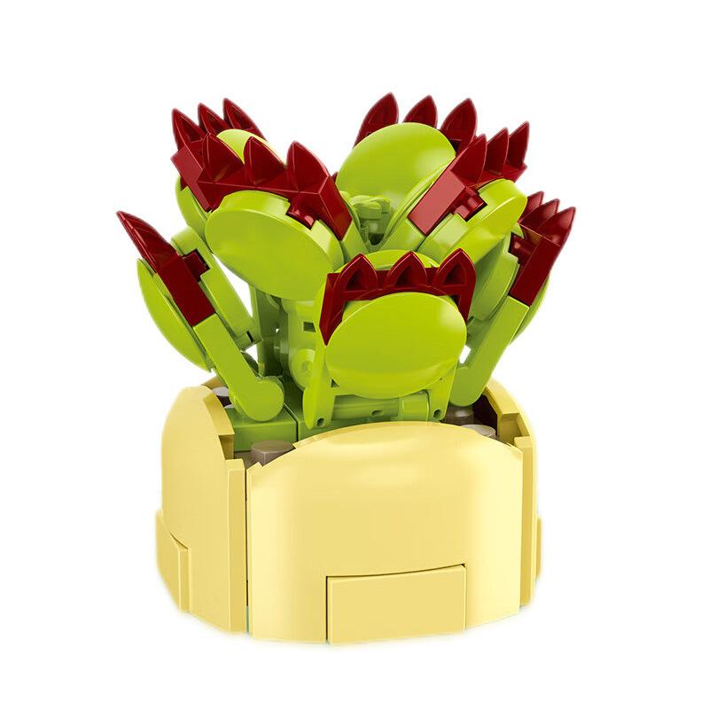 Educational Small Particles Mosaic Building Block Flower Simulation Tang Yin Succulent Potted Plant Compatible With A High Building Block Model Toy