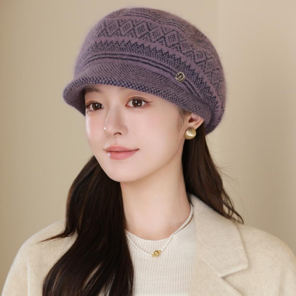 Hat Winter Thermal Basin Hat Fleece Thickened Wool Hat Knitted Rabbit Hair Ear Protector Hat